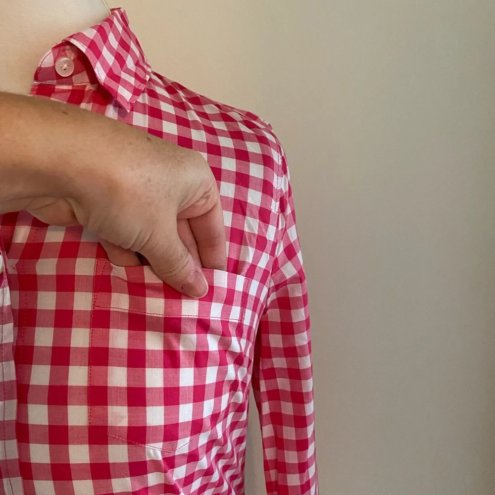 💕BNWT Cute Pink/White Gingham Print Shirt - Picture 3 of 8